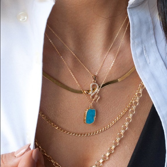 ✨Last 1! ✨14k Gold Turquoise Pendant Dainty Chain Necklace - Picture 13 of 16